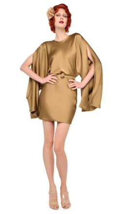 REVERSE OBIE MINI DRESS W/ LONG SLEEVE -Norma Kamali 5 16 25res25nk11586