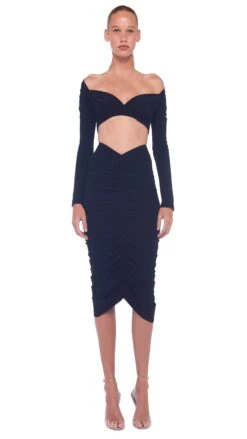 SHIRRED SKIRT TO KNEE