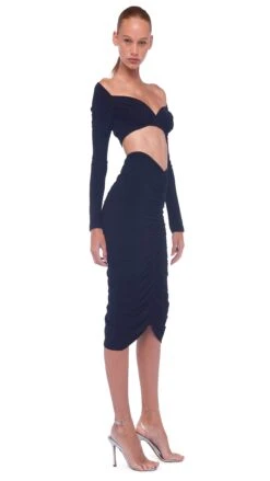 SHIRRED SKIRT TO KNEE 16 SHIRRED SKIRT TO KNEE -Norma Kamali 8 24 22 nk 00190 c9a45ddf 24cc 449d 98ef d07b89f960e9