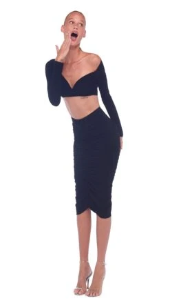 SHIRRED SKIRT TO KNEE 25 SHIRRED SKIRT TO KNEE -Norma Kamali 8 24 22nk00212