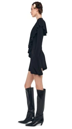 LS DEEP V RUFFLE MINI DRESS -Norma Kamali 8 27 24nk00366