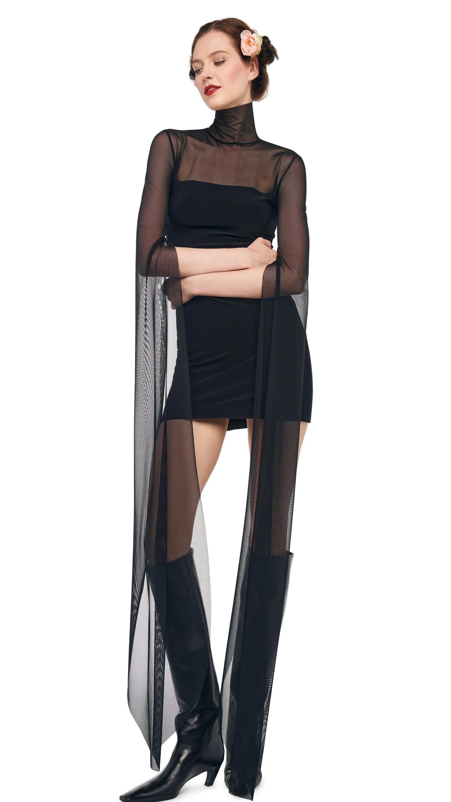 RIBBON SLEEVE TURTLE MINI DRESS 5 RIBBON SLEEVE TURTLE MINI DRESS - Image 5