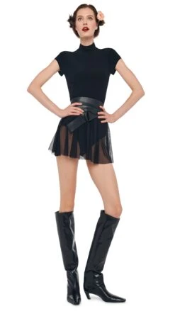 MOCK NECK CAP SLEEVE FLARED PICKLEBALL DRESS