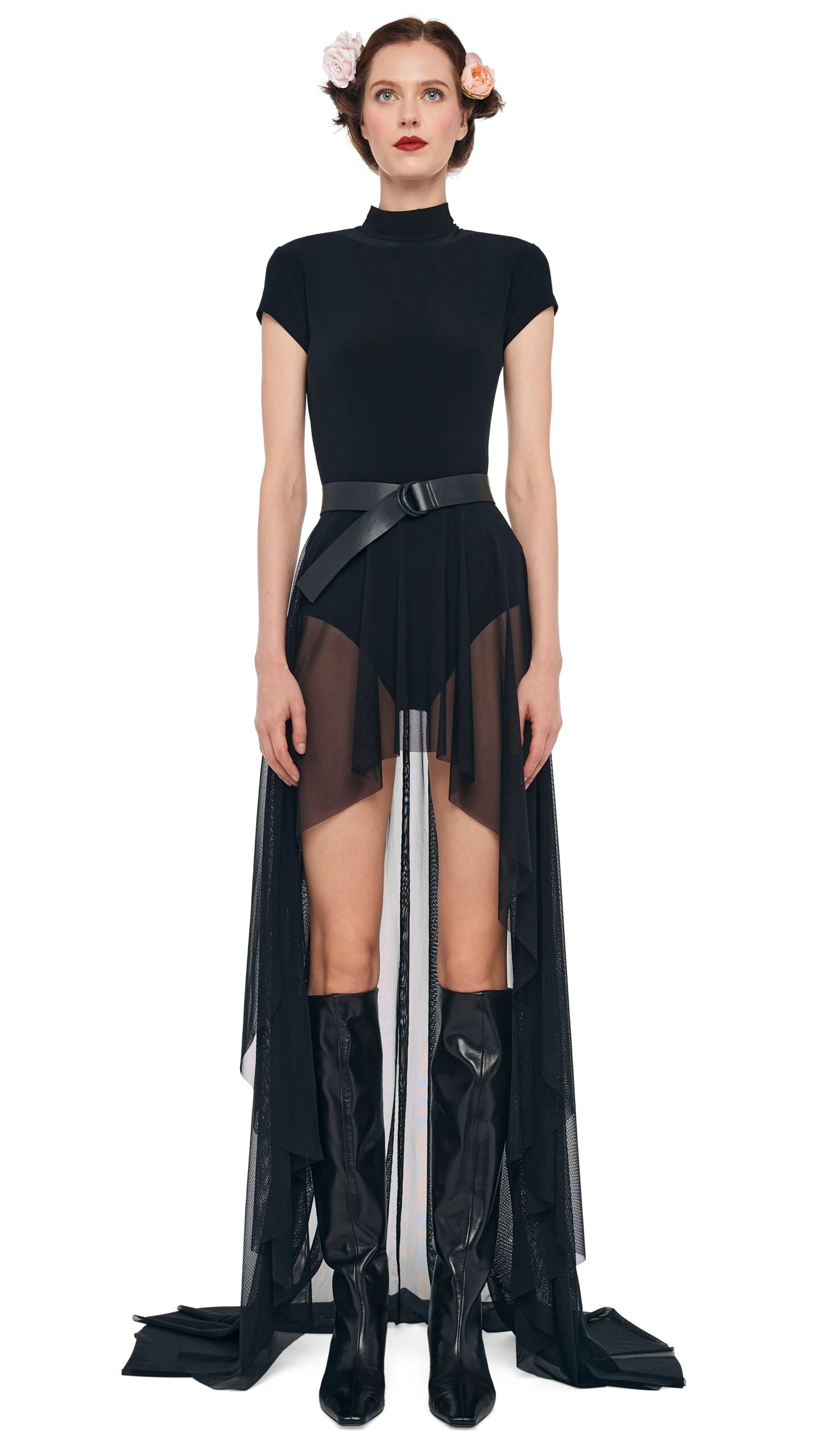 HI LOW MOCK NECK CAP SLEEVE GOWN 2 HI LOW MOCK NECK CAP SLEEVE GOWN - Image 2