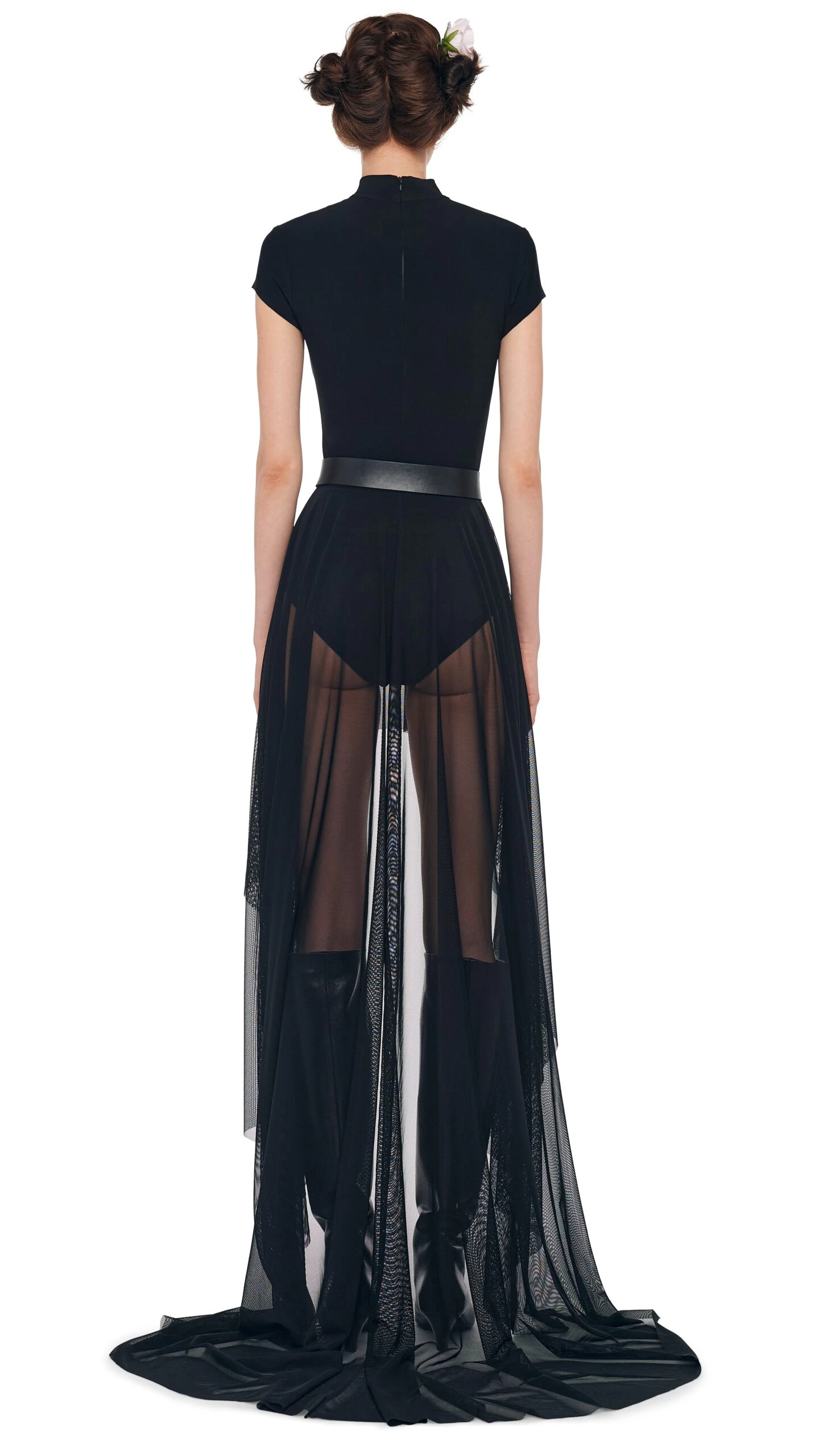 HI LOW MOCK NECK CAP SLEEVE GOWN 4 HI LOW MOCK NECK CAP SLEEVE GOWN - Image 4