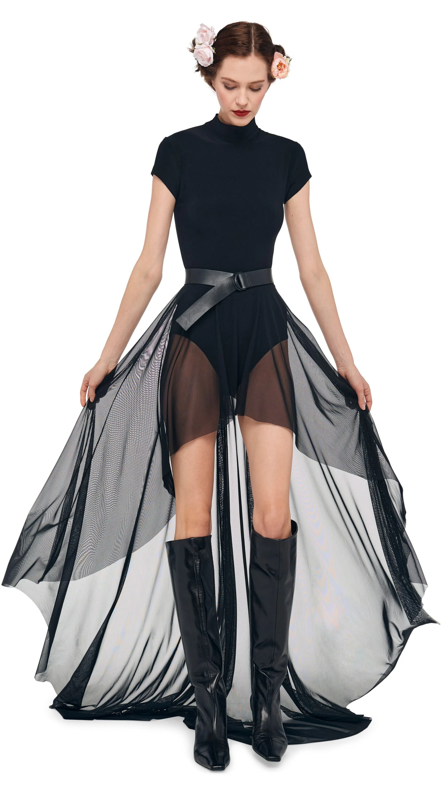 HI LOW MOCK NECK CAP SLEEVE GOWN 7 HI LOW MOCK NECK CAP SLEEVE GOWN - Image 7