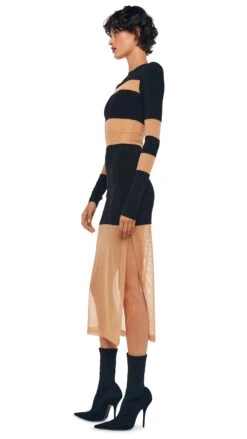 SPLICED INSERT DRESS TO MIDCALF 9 SPLICED INSERT DRESS TO MIDCALF -Norma Kamali 8 27 24nk01329