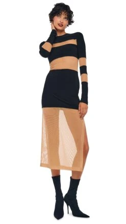 SPLICED INSERT DRESS TO MIDCALF 11 SPLICED INSERT DRESS TO MIDCALF -Norma Kamali 8 27 24nk01406