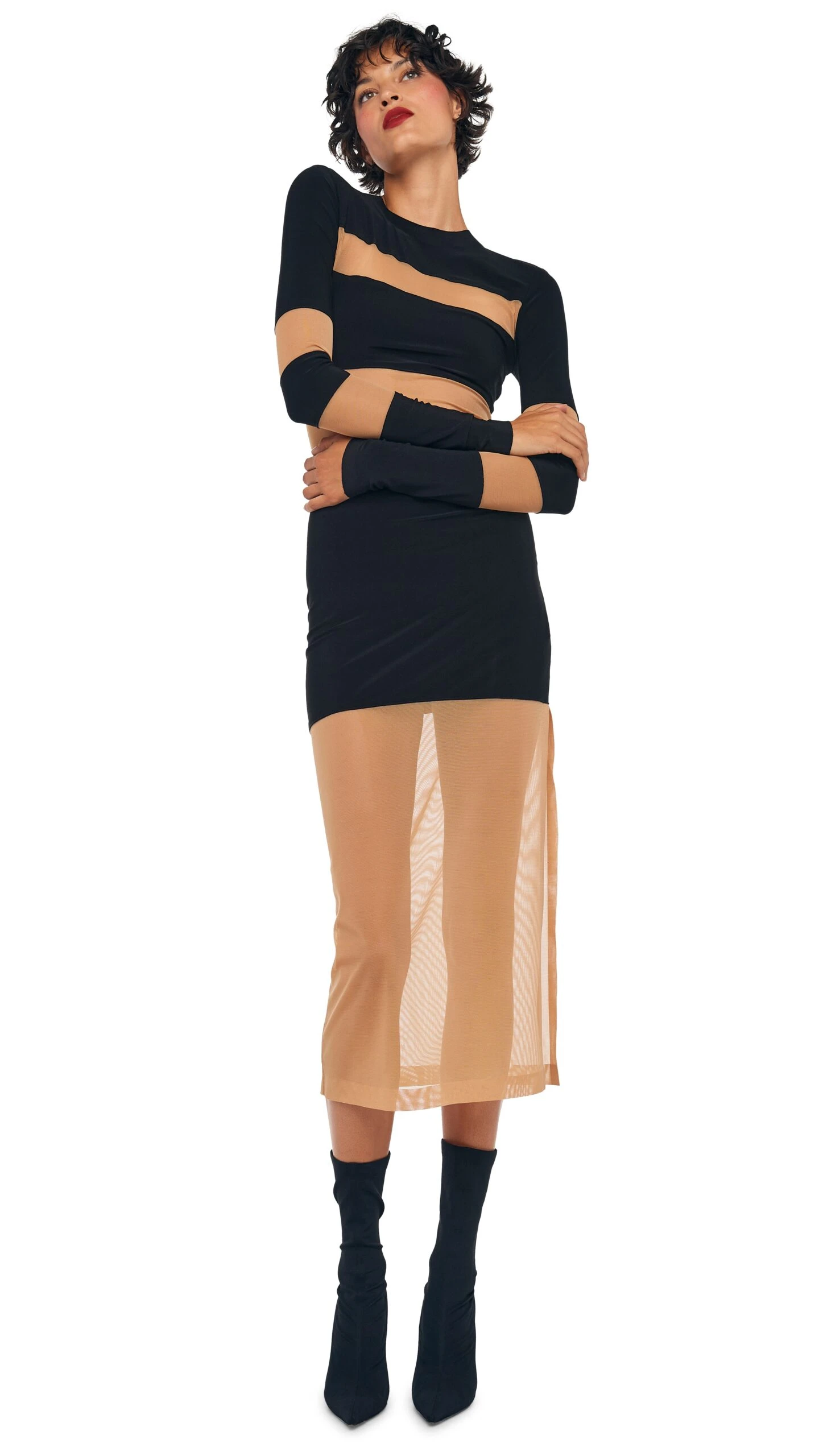 SPLICED INSERT DRESS TO MIDCALF 1 SPLICED INSERT DRESS TO MIDCALF