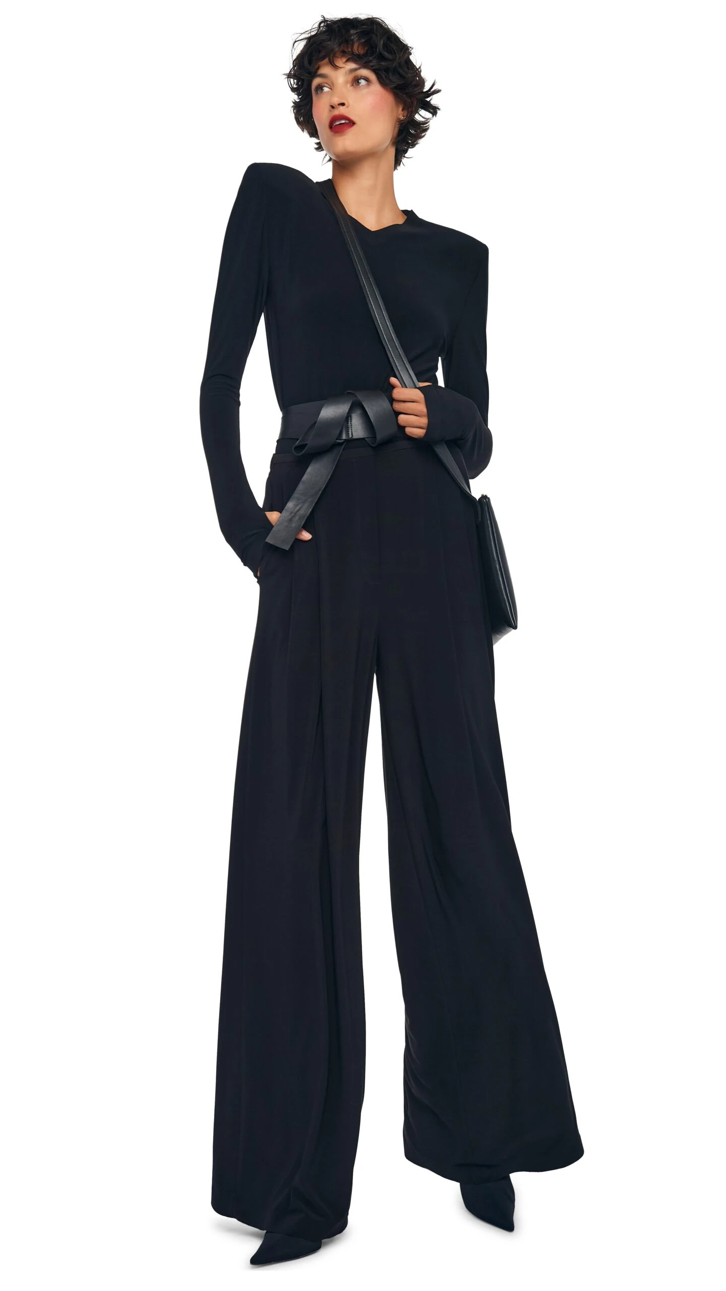 LONG SLEEVE SHOULDER PAD V NECK TOP 8 LONG SLEEVE SHOULDER PAD V NECK TOP - Image 8