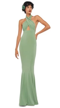CROSS HALTER FISHTAIL GOWN 14 CROSS HALTER FISHTAIL GOWN -Norma Kamali 8 27 24nk07428
