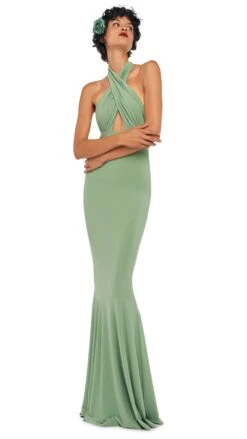 CROSS HALTER FISHTAIL GOWN 12 CROSS HALTER FISHTAIL GOWN -Norma Kamali 8 27 24nk07430