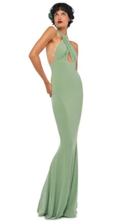CROSS HALTER FISHTAIL GOWN 13 CROSS HALTER FISHTAIL GOWN -Norma Kamali 8 27 24nk07477