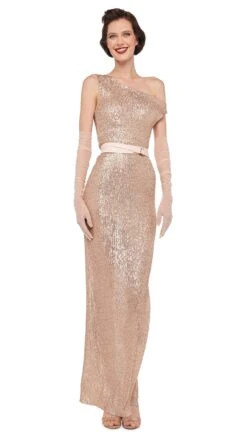 DROP SHOULDER FITTED GOWN W/ SIDE SLIT