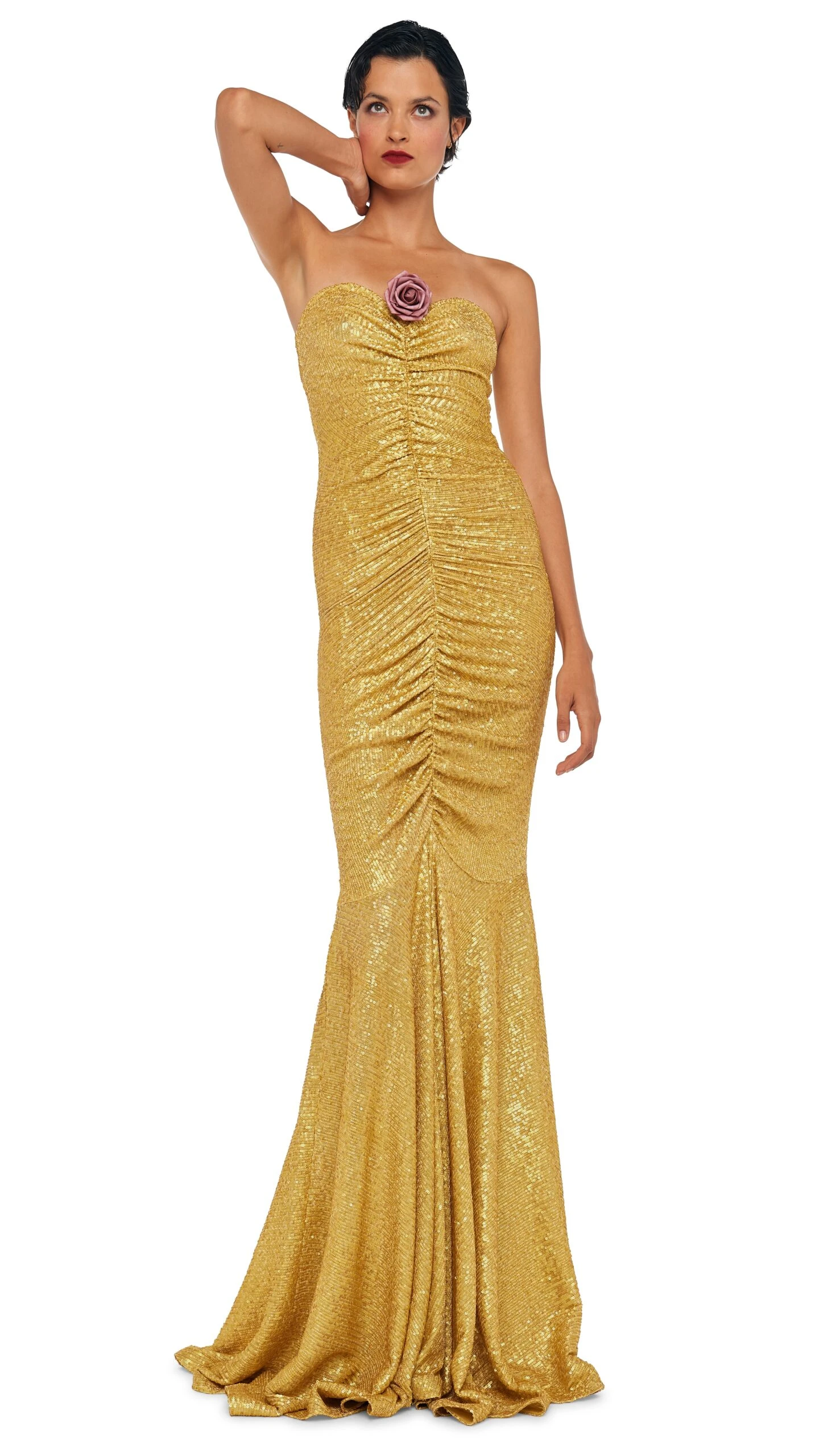 STRAPLESS SHIRRED FRONT FISHTAIL GOWN 5 STRAPLESS SHIRRED FRONT FISHTAIL GOWN - Image 5