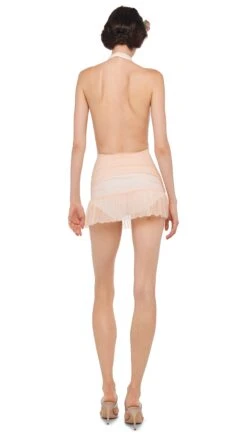 RUFFLE HALTER MIO MINI DRESS -Norma Kamali 8 28 24nk12237