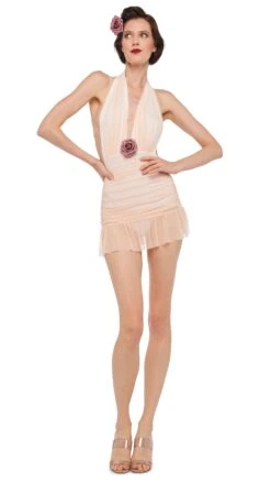 RUFFLE HALTER MIO MINI DRESS -Norma Kamali 8 28 24nk12244