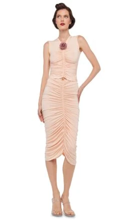 SLEEVELESS V NECK SHIRRED FRONT TOP -Norma Kamali 8 28 24nk13063