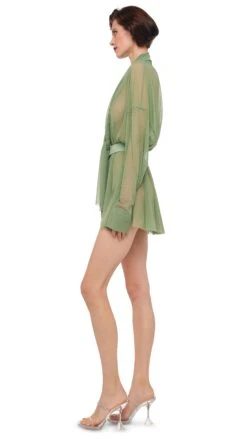 SUPER OS BF NK SHIRT FLARED MINI DRESS W/ BOW -Norma Kamali 8 28 24nk14498