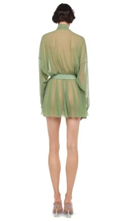 SUPER OS BF NK SHIRT FLARED MINI DRESS W/ BOW -Norma Kamali 8 28 24nk14500