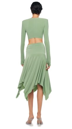 CROPPED SHOULDER PAD LONG SLEEVE CREW TOP -Norma Kamali 8 28 24nk14936 6a2aca48 bc1c 461e 81e0 3e310f5e9512