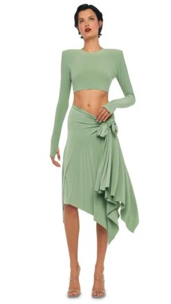 CROPPED SHOULDER PAD LONG SLEEVE CREW TOP -Norma Kamali 8 28 24nk14942 72c857a0 a59a 4a22 b690 37890333530a