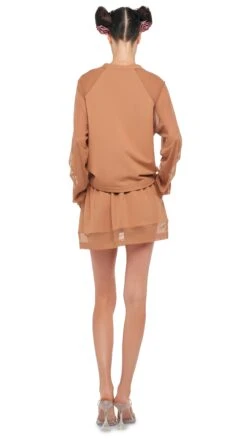 BOYFRIEND MINI SKIRT W/ MESH -Norma Kamali 8 29 24nk16897