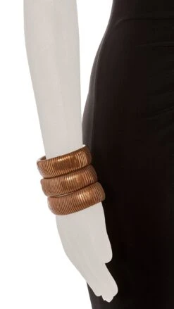 BRASS RIBBED BANGLE SET OF 3