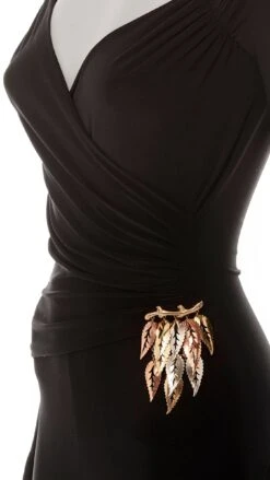 TRI COLOR LEAF DROP NECKLACE AND BROOCH -Norma Kamali Ecom 0025 6 18 24nkjewelry0750copy