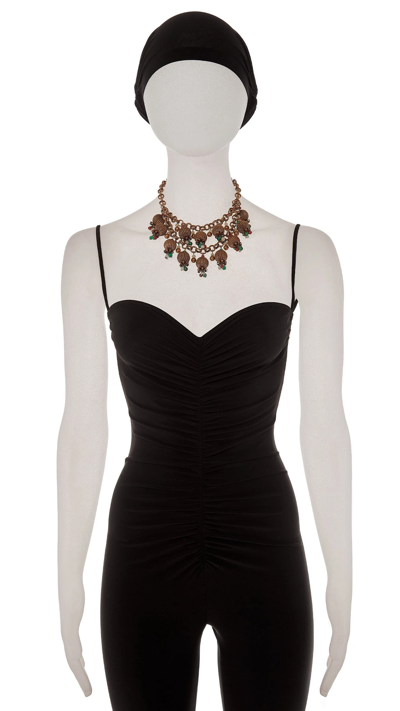 BRASS & COLOR BEADED TIERED NECKLACE 1 BRASS & COLOR BEADED TIERED NECKLACE