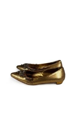 PRADA SEQUIN FLATS W/ FLOWERS