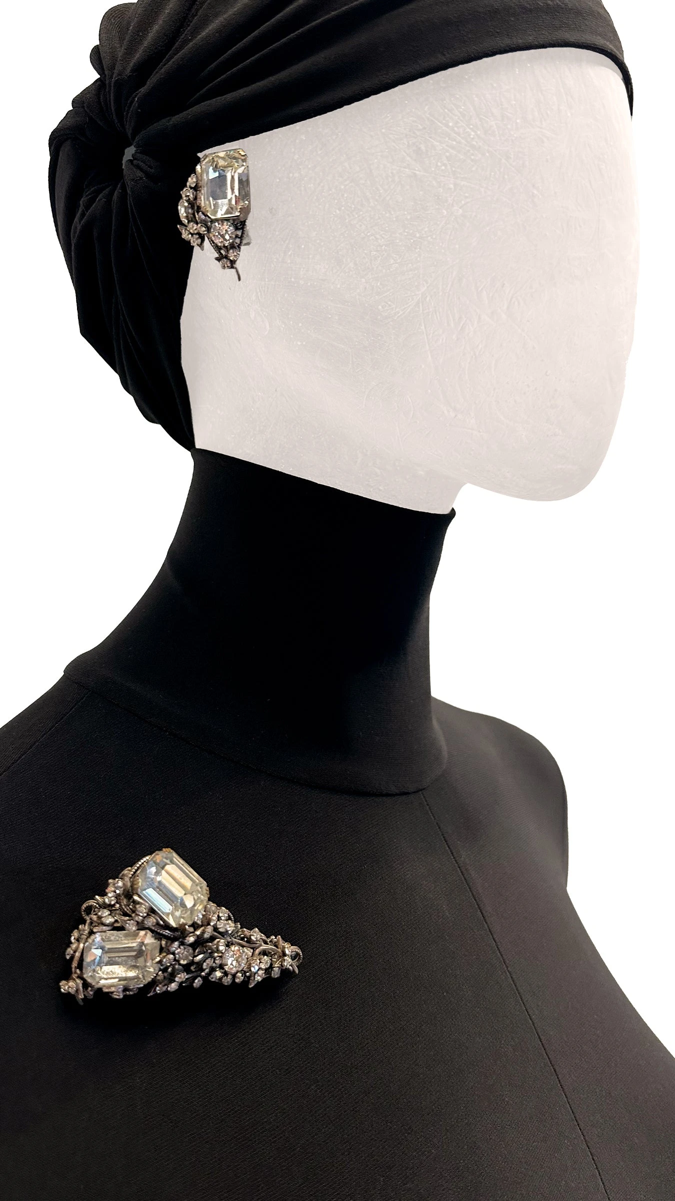 MIRIAM HASKELL STONE/BRASS BROOCH, EARRING & BRACELET SET 2 MIRIAM HASKELL STONE/BRASS BROOCH, EARRING & BRACELET SET - Image 2