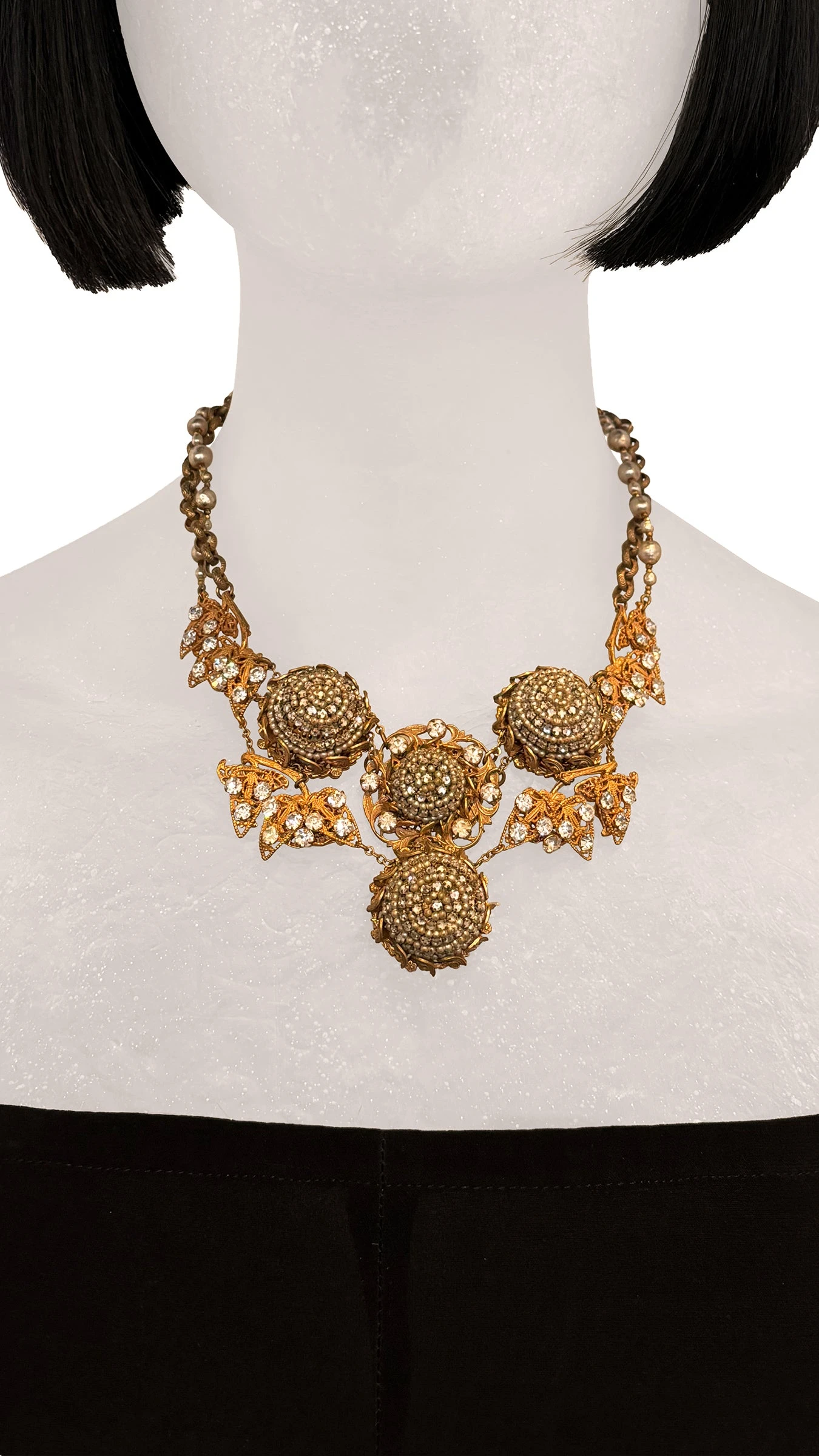 MIRIAM HASKELL STONE/BRASS NECKLACE 2 MIRIAM HASKELL STONE/BRASS NECKLACE - Image 2