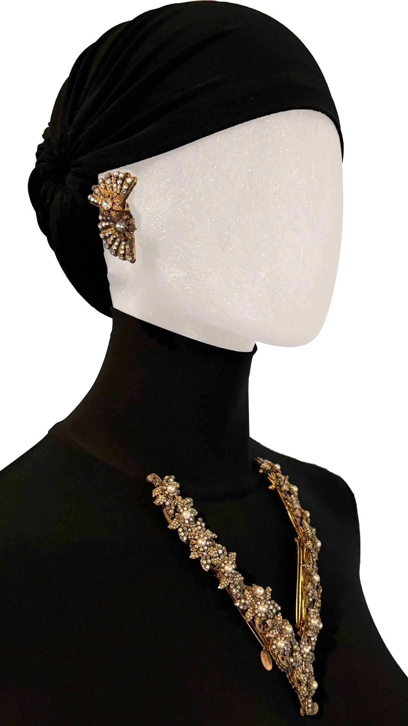 MIRIAM HASKELL BRASS/PEARL/STONE EARRING AND BRACELET SET 2 MIRIAM HASKELL BRASS/PEARL/STONE EARRING AND BRACELET SET - Image 2