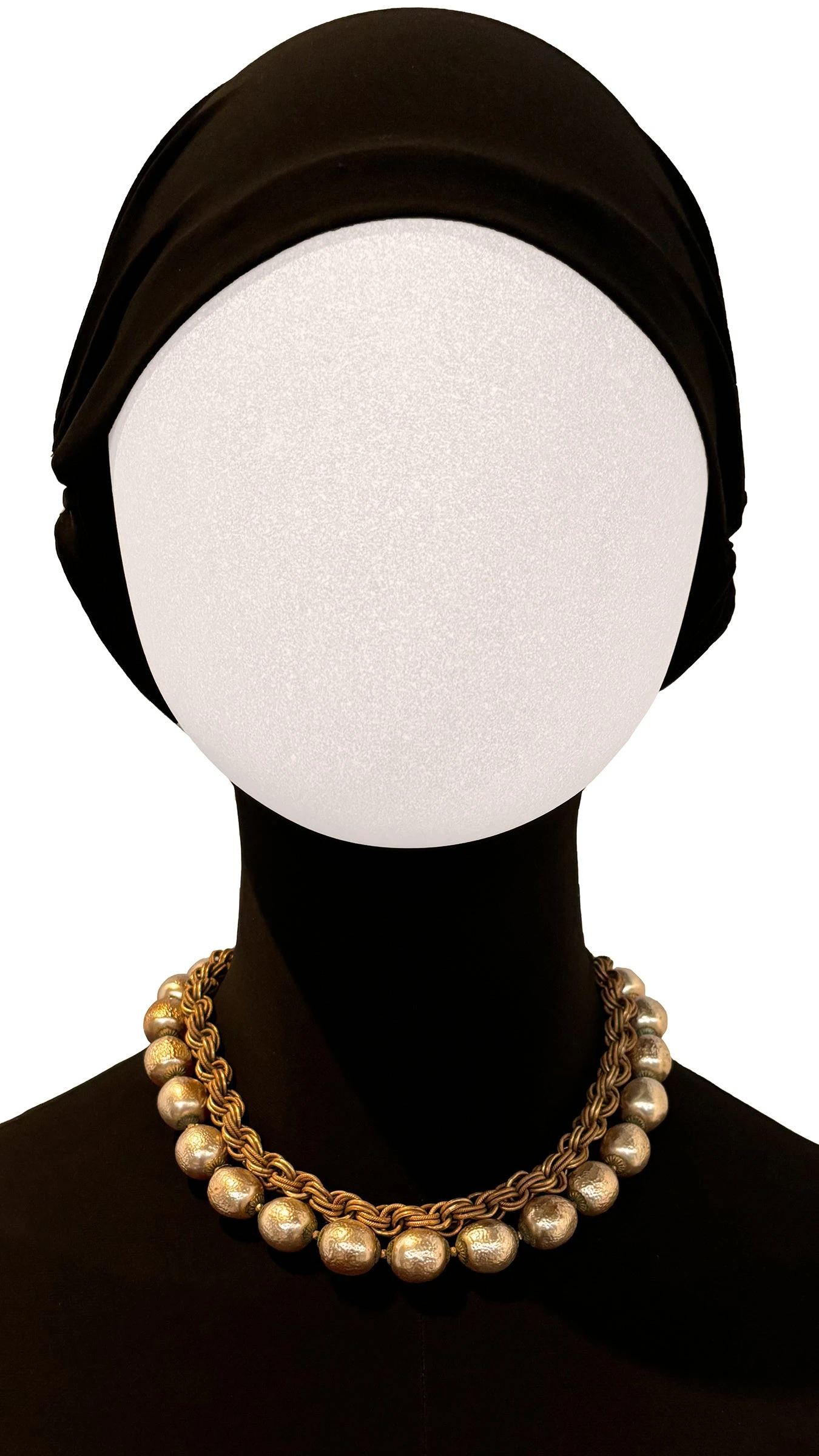 MIRIAM HASKELL PEARL/BRASS CHAIN NECKLACE 2 MIRIAM HASKELL PEARL/BRASS CHAIN NECKLACE - Image 2