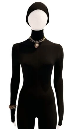 MIRIAM HASKELL BEADED BRASS/STONE NECKLACE AND BRACELET SET