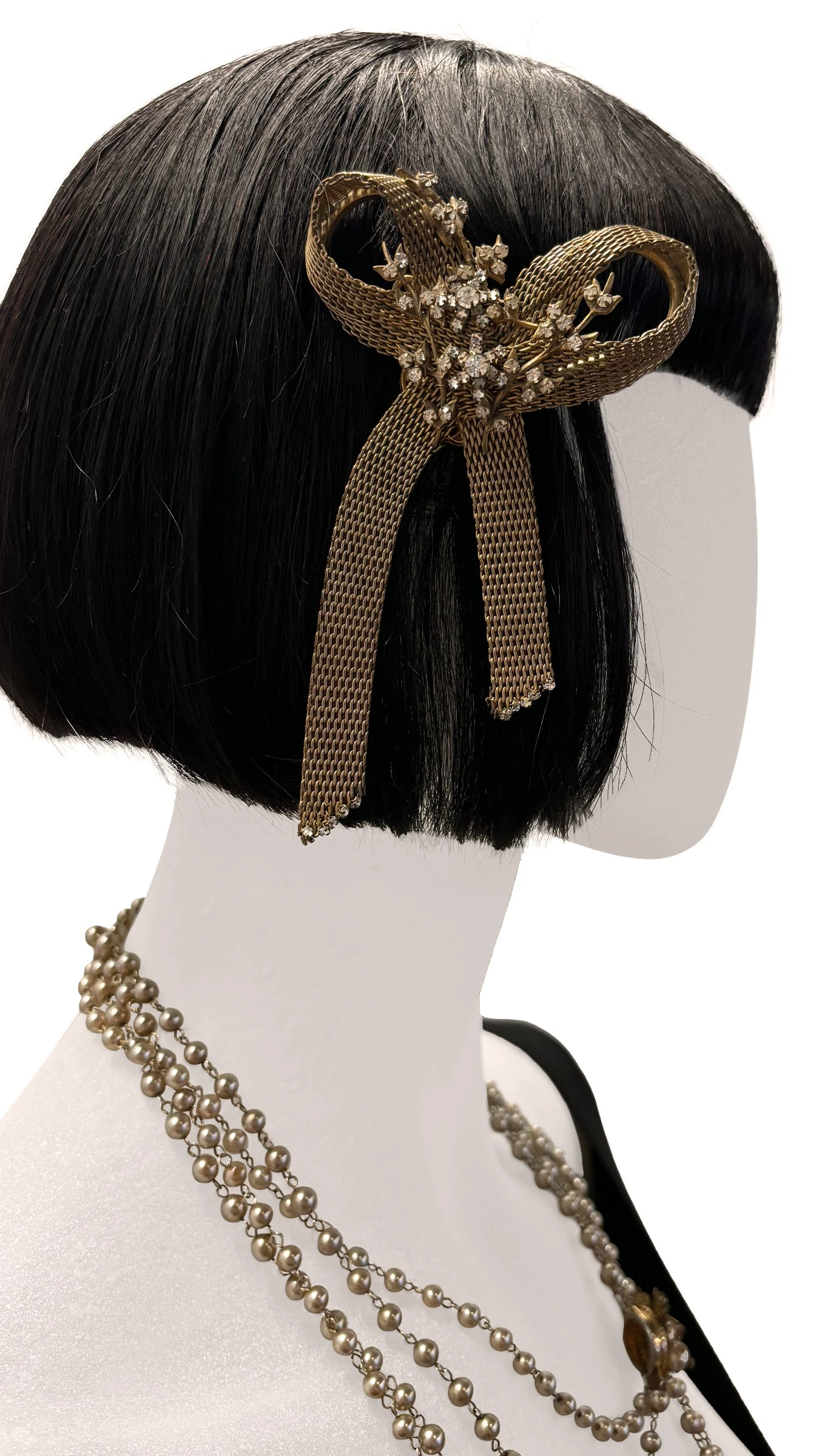 MIRIAM HASKELL STONE/BRASS BOW BROOCH 1 MIRIAM HASKELL STONE/BRASS BOW BROOCH