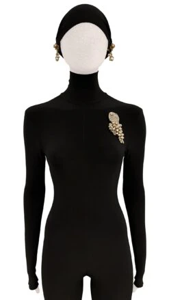 MIRIAM HASKELL BEAD/STONE BROOCH AND EARRINGS SET