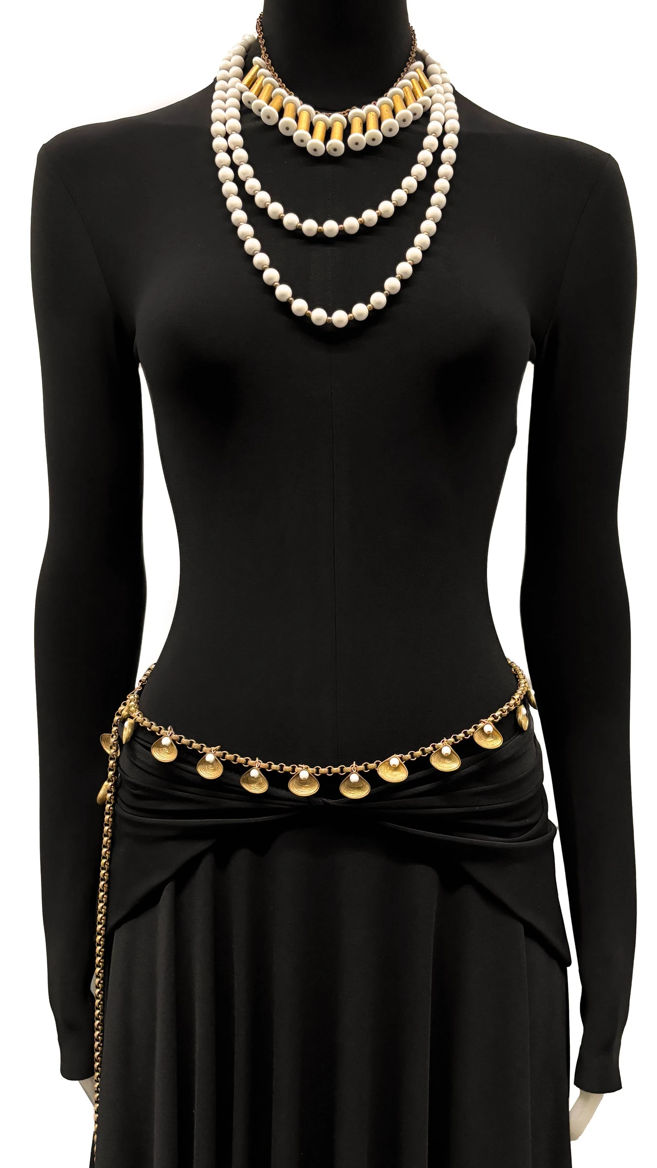 BRASS BOX LINK BODY CHAIN WITH SEASHELL CHARMS 2 BRASS BOX LINK BODY CHAIN WITH SEASHELL CHARMS - Image 2