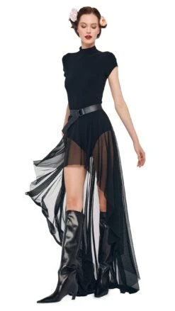 HI LOW MOCK NECK CAP SLEEVE GOWN