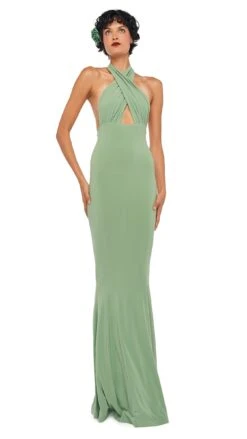 CROSS HALTER FISHTAIL GOWN