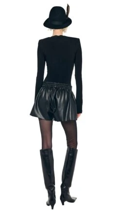 LONG SLEEVE SHOULDER PAD V NECK TOP 12 LONG SLEEVE SHOULDER PAD V NECK TOP -Norma Kamali Image20250617150903